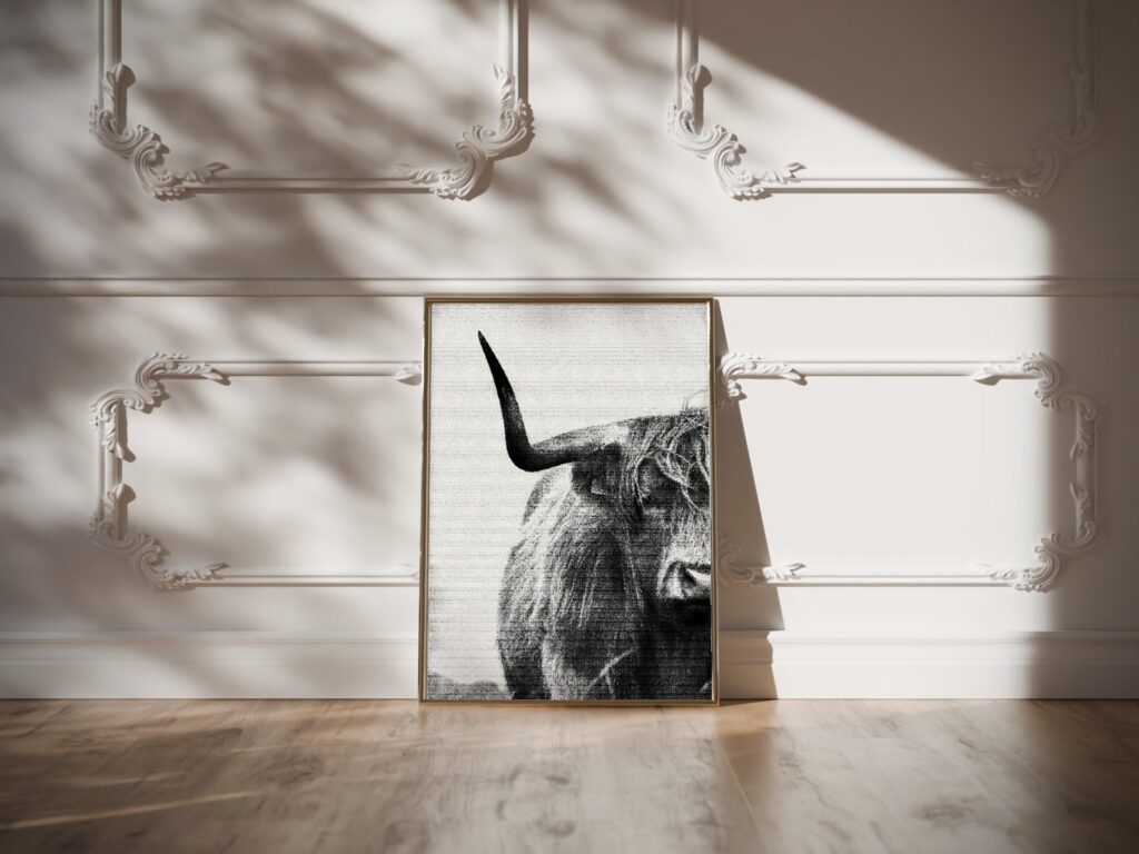 highland cattle western art textured 3x4 video mockup scaled
