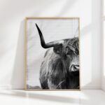 highland cow monochrome art print