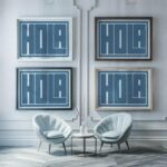hola blue grain 3x4 framed posters mockup
