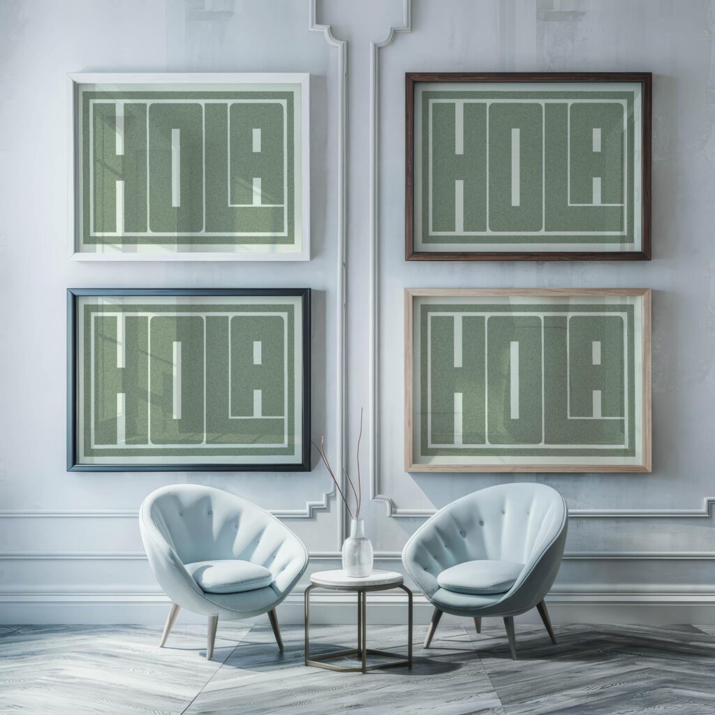 hola green 3x4 framed posters mockup