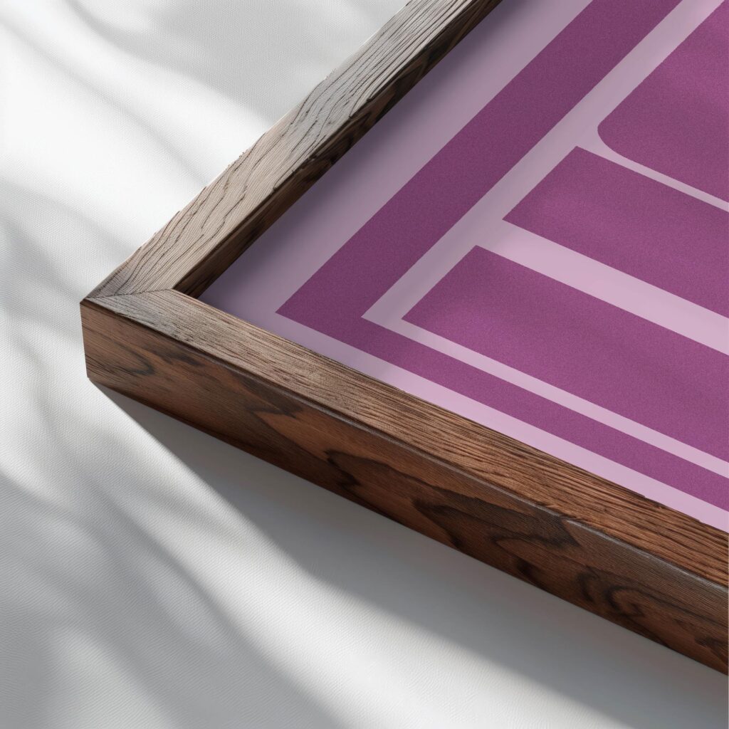 hola pink 3x4 close up dark wood mockup