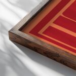 hola red 3x4 close up dark wood mockup