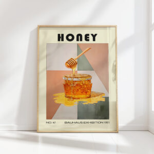 honey jar artistic print with abstract background