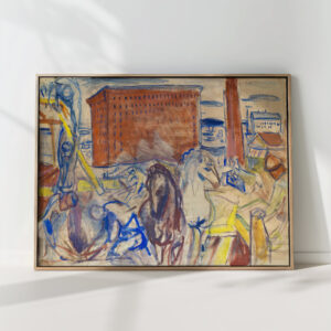 horse team on a building site 1928 1929 edvard munch high quality print