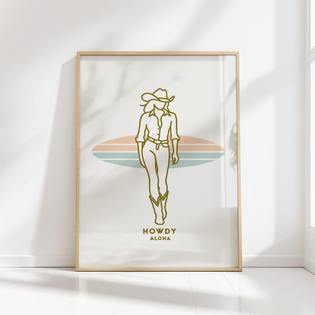 howdy aloha surf cowgirl print