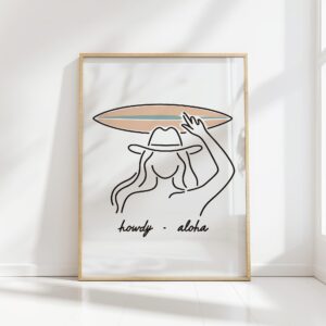 howdy aloha surfer print girl poster