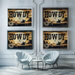 howdy cowboy vintage3 3x4 framed posters mockup