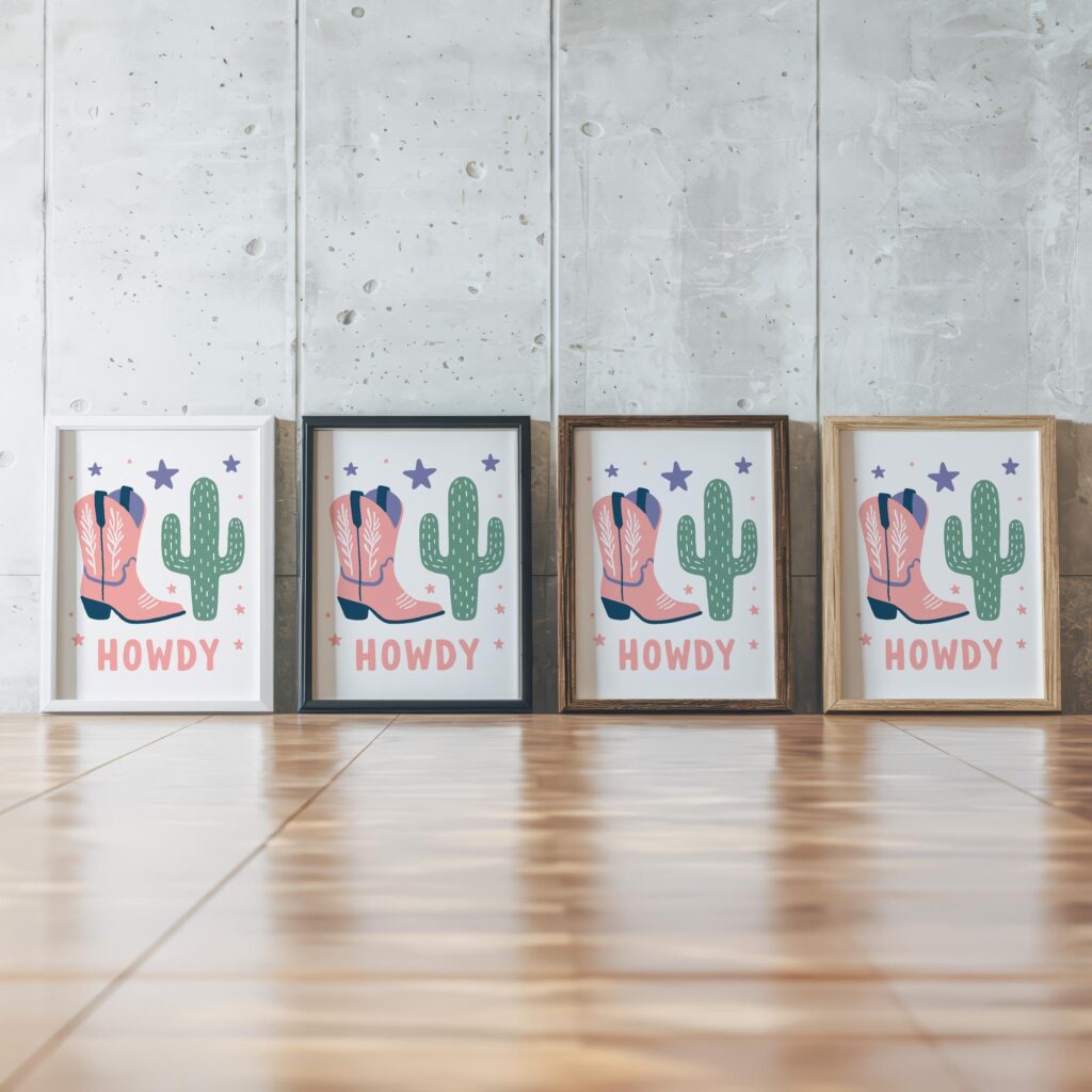 howdy cowgirl 0001 3x4 framed posters mockup
