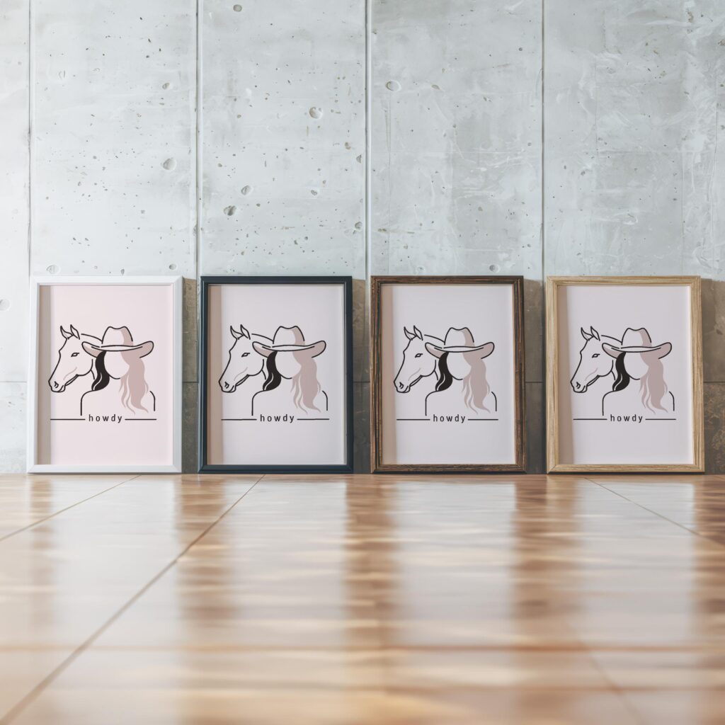howdy cowgirl 0002 3x4 framed posters mockup