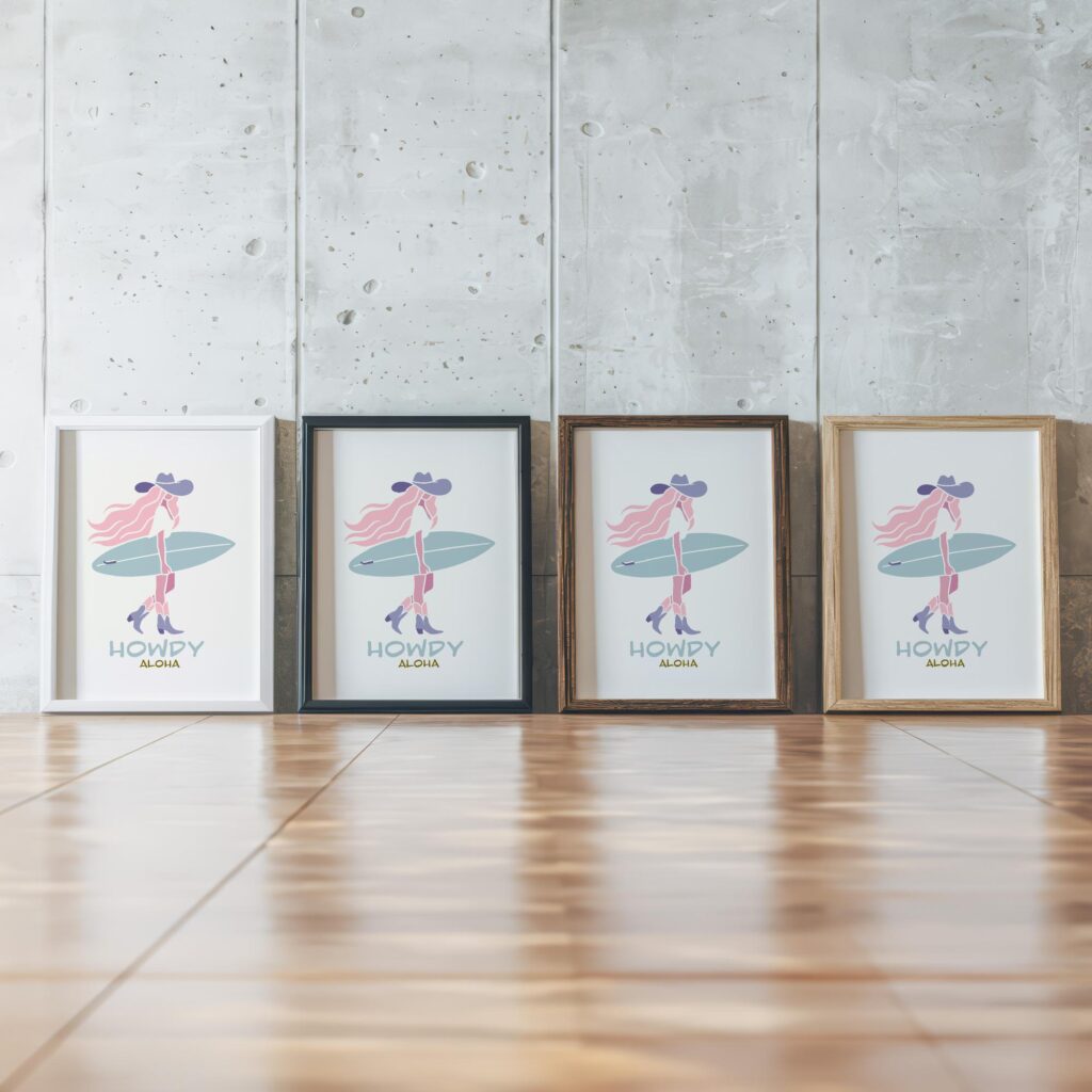 howdy cowgirl 0004 3x4 framed posters mockup