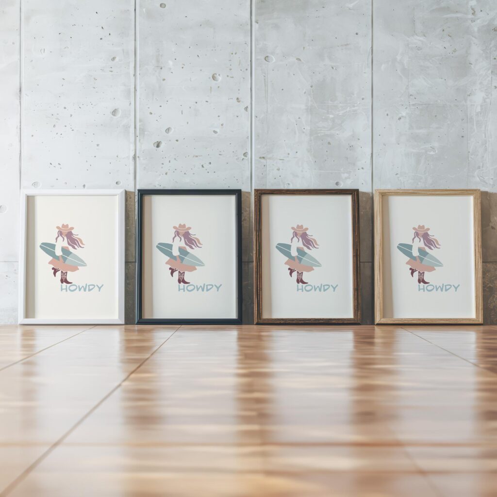 howdy cowgirl 0005 3x4 framed posters mockup