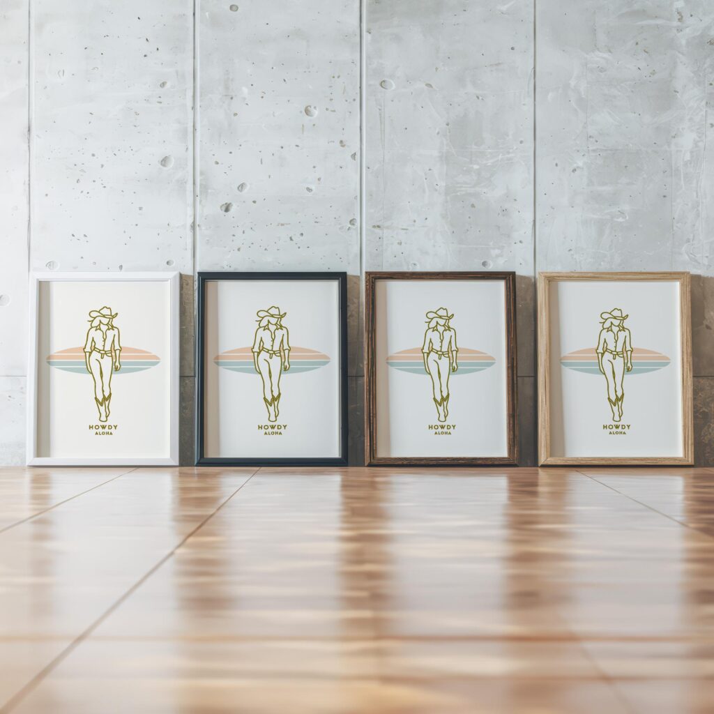 howdy cowgirl 0006 3x4 framed posters mockup