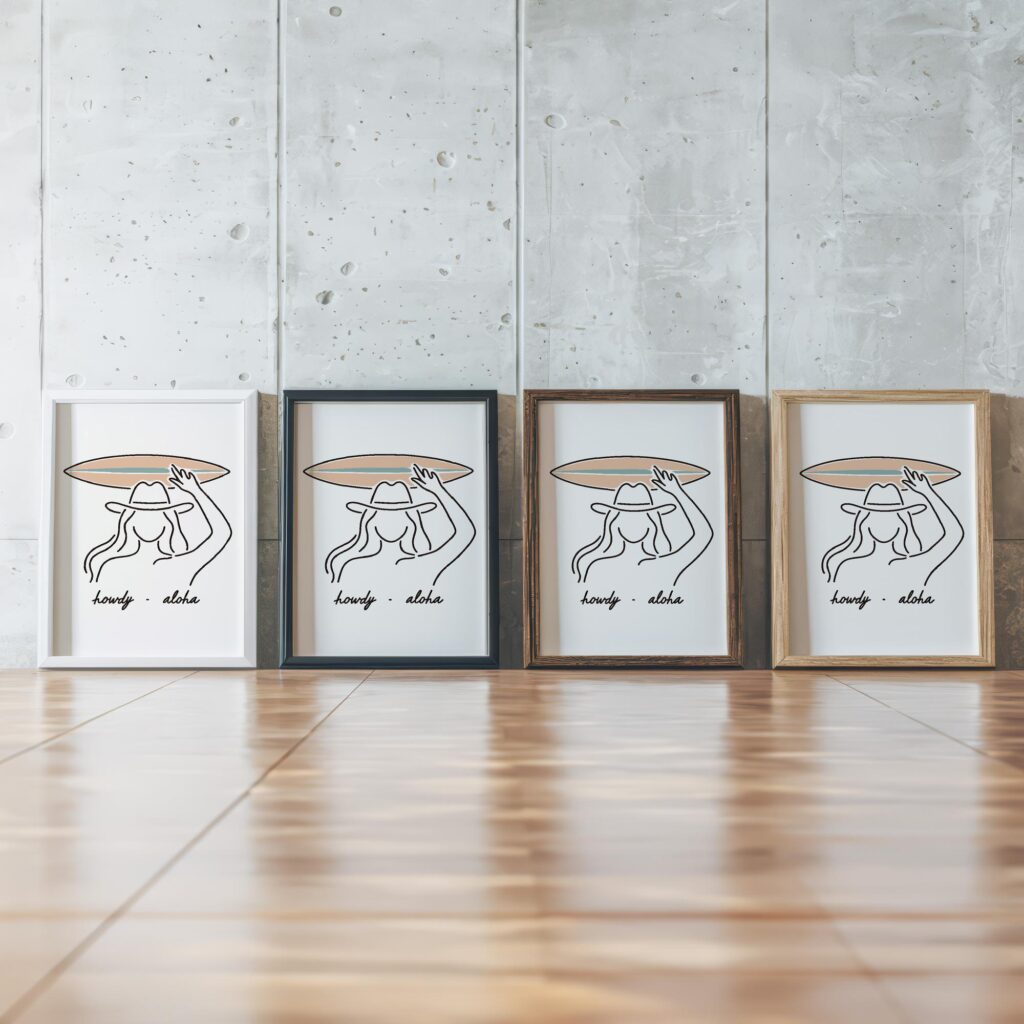 howdy cowgirl 0007 3x4 framed posters mockup