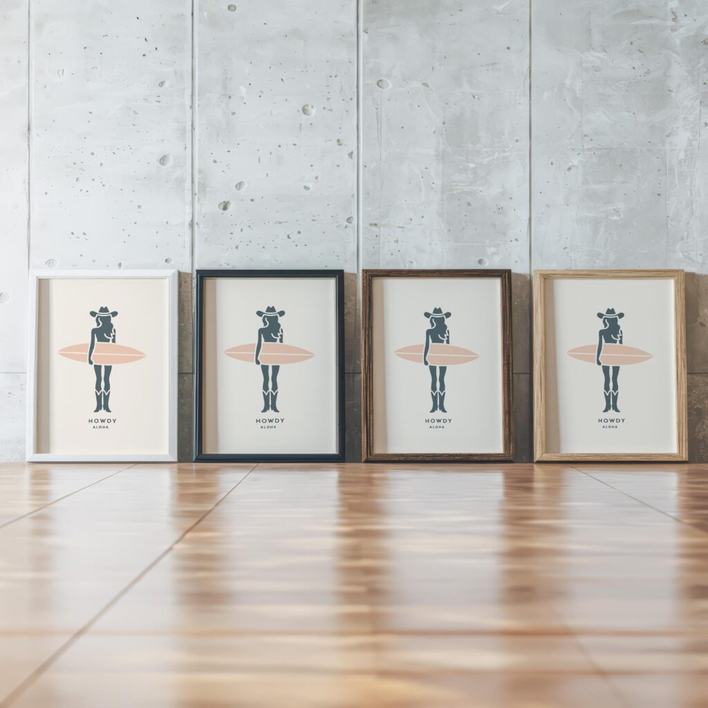 howdy cowgirl 0009 3x4 framed posters mockup