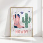 howdy cowgirl boot art print