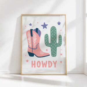 howdy cowgirl boot art print