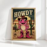 howdy cowgirl frog print children room poster