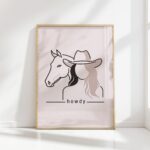 howdy cowgirl horse minimalist print