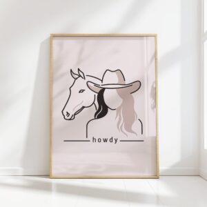 howdy cowgirl horse minimalist print