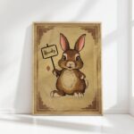 howdy cute rabbit print nursery poster