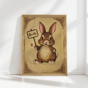 howdy cute rabbit print nursery poster