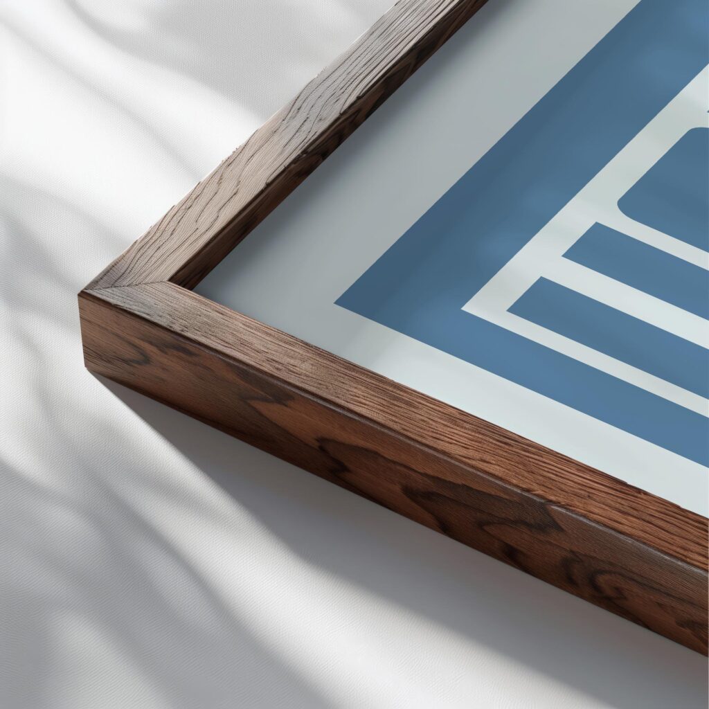 howdy diamond blue 3x4 close up dark wood mockup