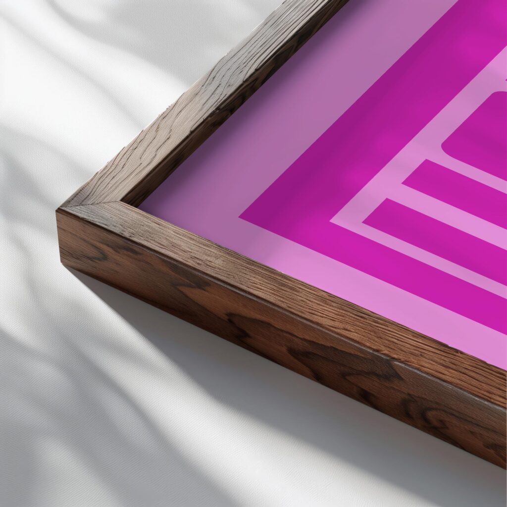 howdy diamond pink 3x4 close up dark wood mockup