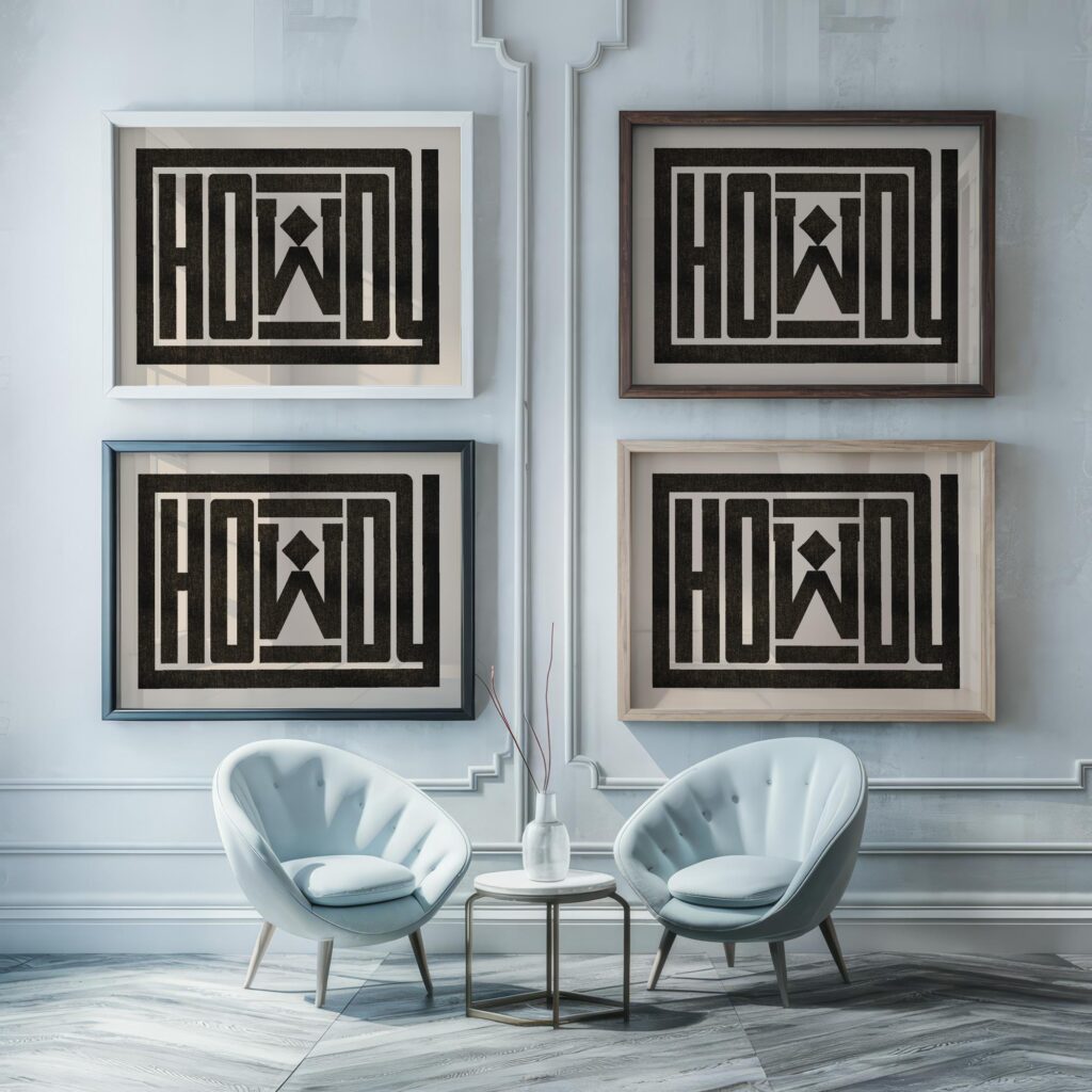 howdy diamonds black 3x4 framed posters mockup