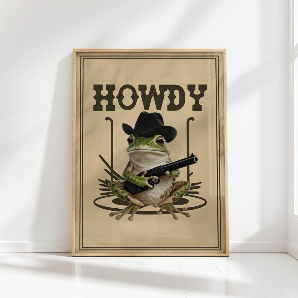 howdy frog western print