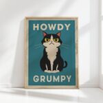 howdy grumpy typography print whimsical cat art