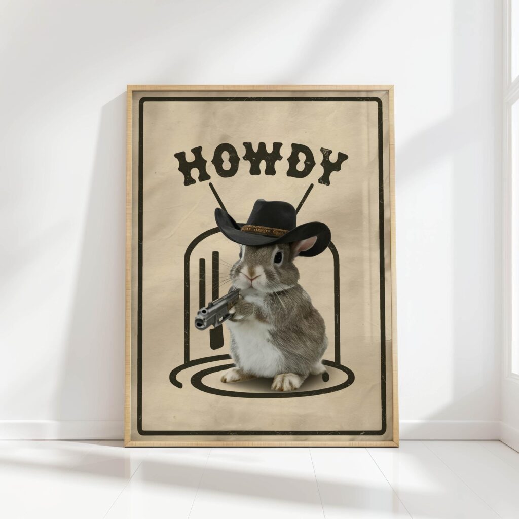 howdy rabbit western print