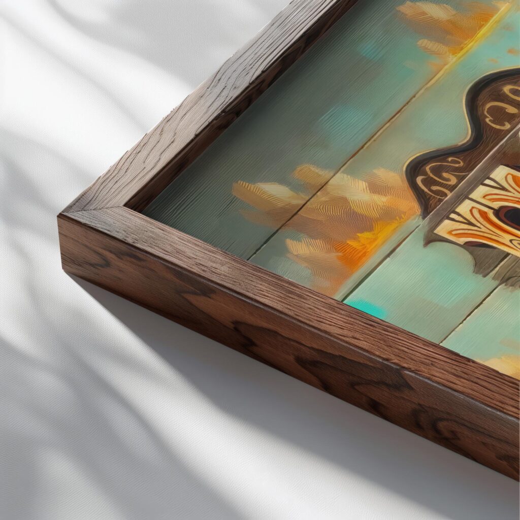 howdy retro landscape 3x4 close up dark wood mockup