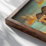 howdy retro landscape 3x4 close up dark wood mockup