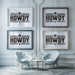 howdy typo 3x4 framed posters mockup