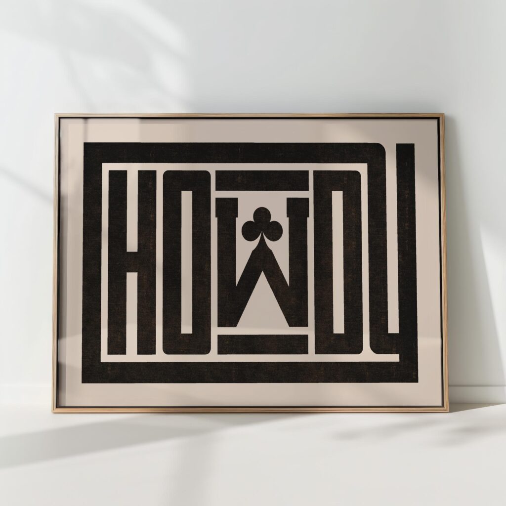 howdy typography art print black ace of clubs poster