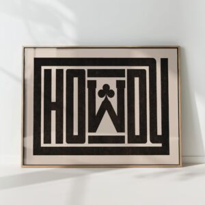 howdy typography art print black ace of clubs poster