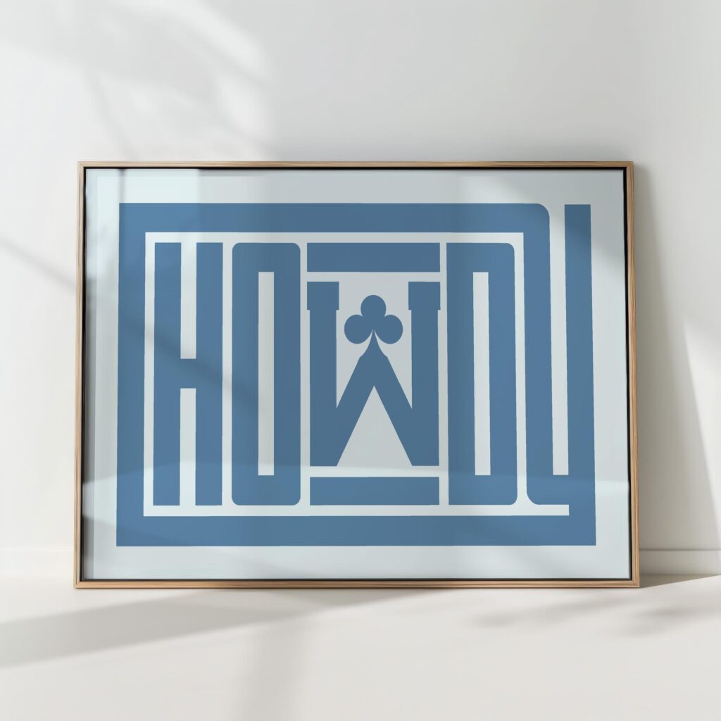 howdy typography art print blue ace of clubs poster