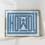 howdy typography art print blue ace of clubs poster