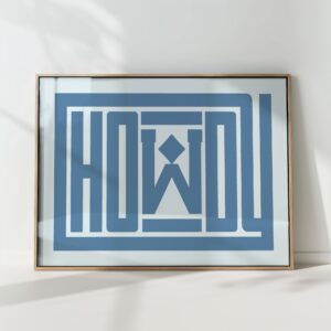howdy typography art print blue ace of diamonds poster