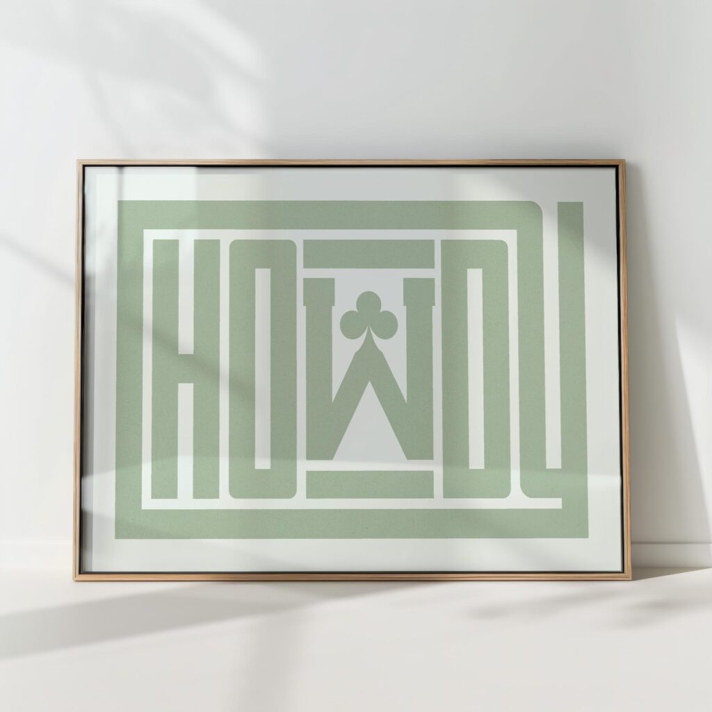 howdy typography art print green ace of clubs poster