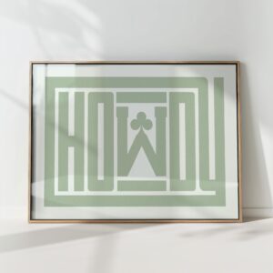 howdy typography art print green ace of clubs poster