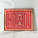 howdy typography art print orange ace of diamonds poster