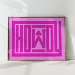 howdy typography art print pink ace of clubs poster