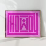 howdy typography art print pink ace of spades poster