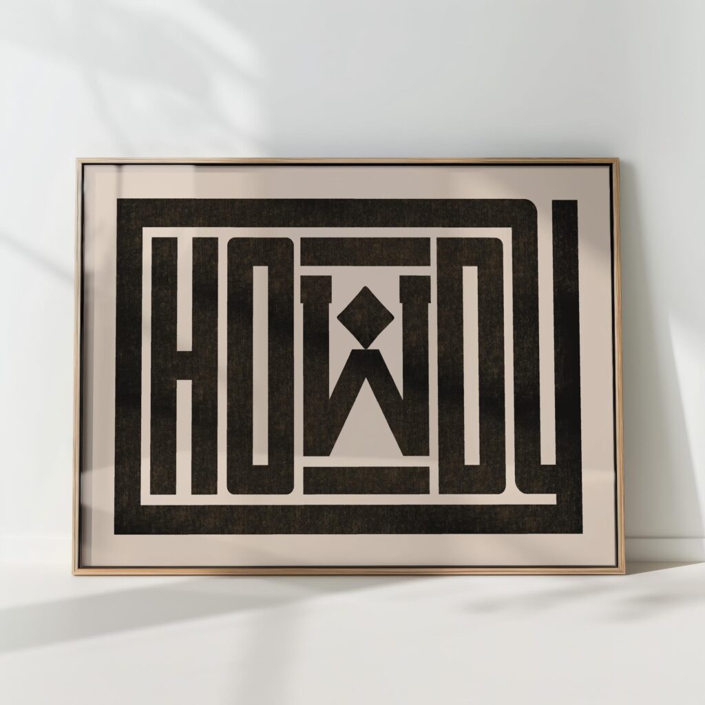howdy typography art print western poster