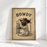 howdy typography print cowboy pug design