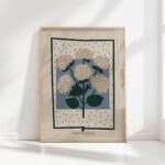 hydrangea blossoms mid century print elegant design