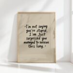 i am not saying you re stupid typography print funny quote print