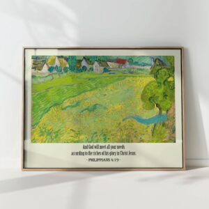 idyllic landscape scene with inspirational quote print
