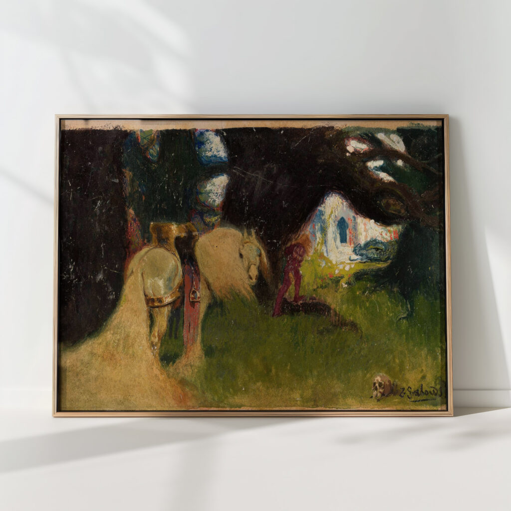 in front of the dragons den figure for the fairy tale circa 1920 zygmunt grabowski high quality print